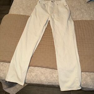 Ankle straight ultra high rise Abercrombie jeans in white